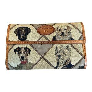 Goblelins Art Vintage Dog Wallet Diamond Leather Checkbook Size Large Many Slots